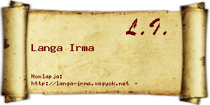 Langa Irma névjegykártya